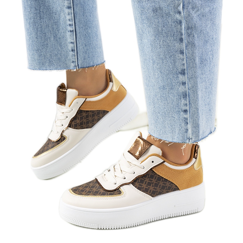 Bež ženske tenisice Manal bijela smeđa