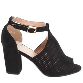 Bahati crne otvorene sandale na visoku petu crna