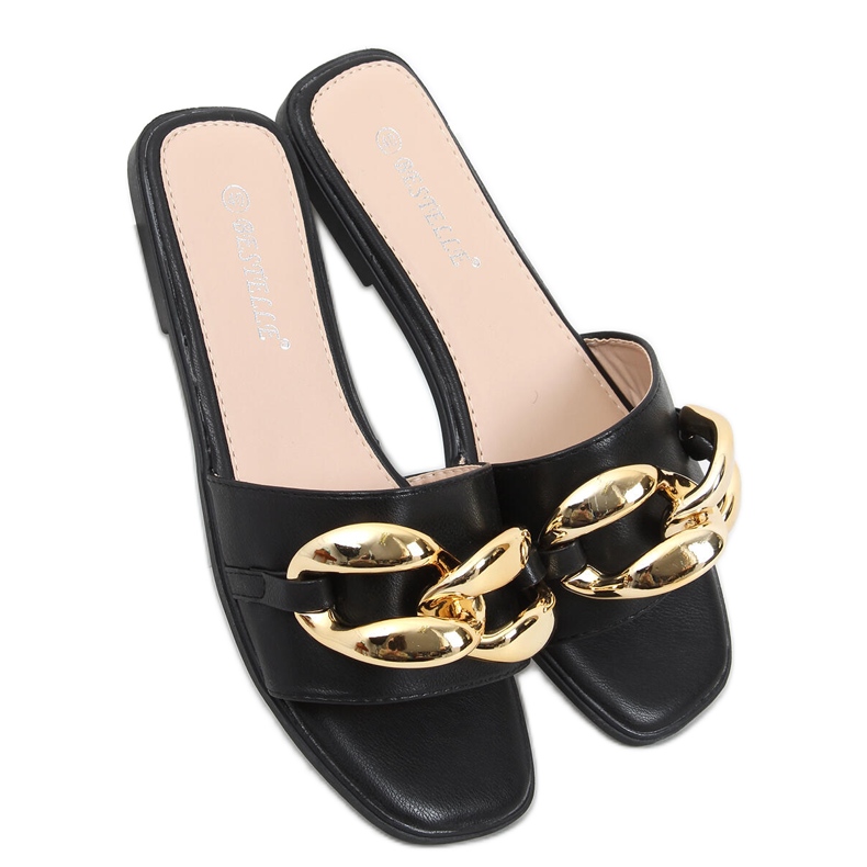 Dalia crne papuče s lančićem crno