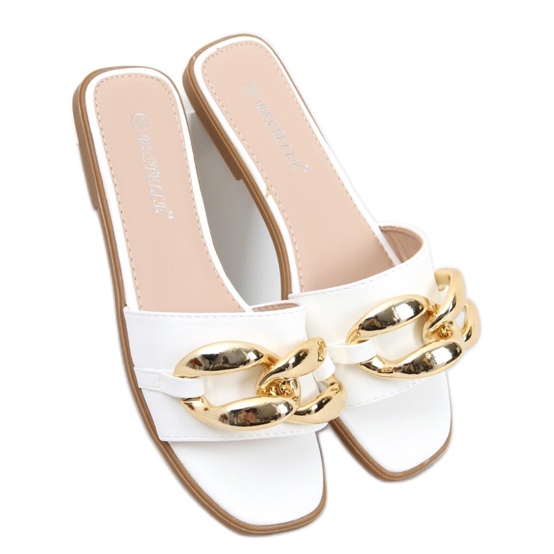 Papuče s lančićem Dalia White bijela