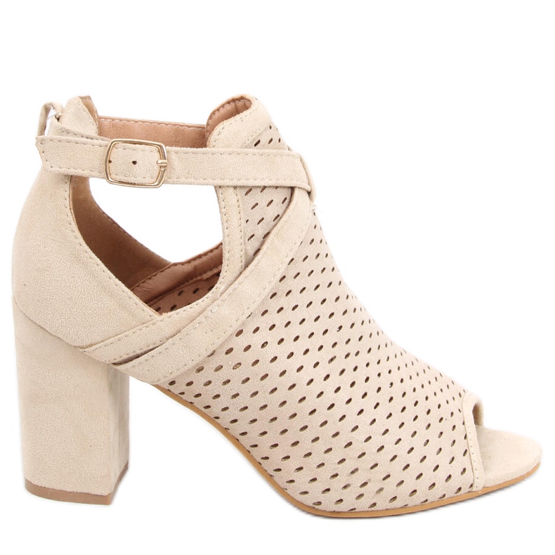 Ažurne sandale na stupu Barika Beige bež