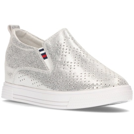 Kožne cipele Filippo DP1356 / 21 Si srebrne srebro