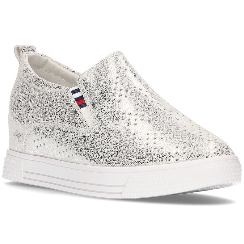 Kožne cipele Filippo DP1356 / 21 Si srebrne srebro