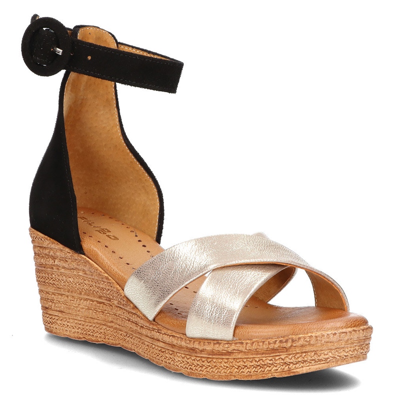 Kožne sandale Filippo 04565-25 / 00-5 zlatne i crne crno zlatna