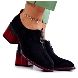 S.Barski Modne cipele od antilopa na crno-crvenoj Lorena kolčiću crna crvena