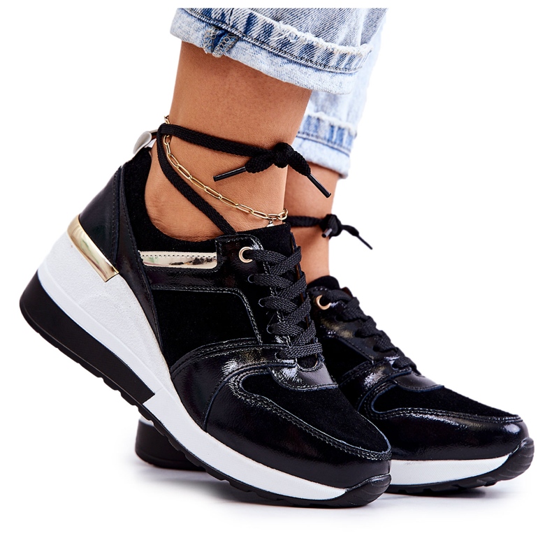 S.Barski Crno-bijele Rayana kožne sportske cipele na klin bijela