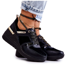 S.Barski Crne Rayana kožne sportske cipele na klin crna