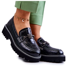 S.Barski Kožne cipele u obliku zmije s crnim Adison ukrasom crna