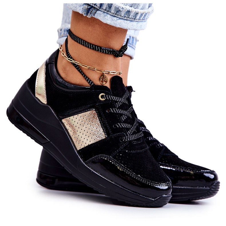 S.Barski Ženske antilop sportske cipele na klin crni Larson crno