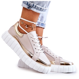 S.Barski Ženske broge na platformi Noriso bež i zlatne boje zlatni