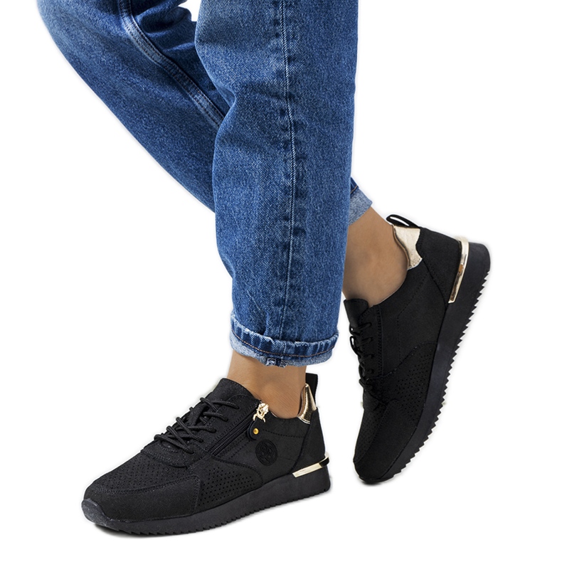 Crne kožne tenisice Ancaster crno zlatna