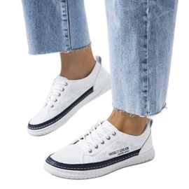 Bijele kožne tenisice iz Valeske bijela tamnoplava