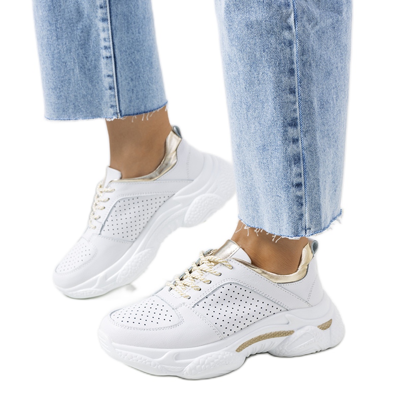 Bijelo-zlatne kožne Eloise tenisice bijela zlatna