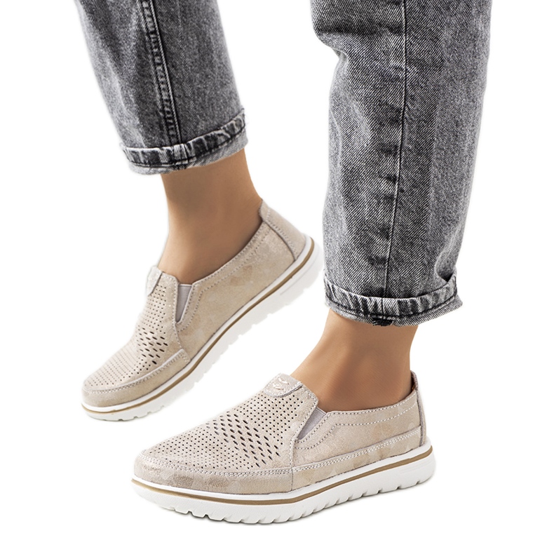 Wiggen bež kožne cipele zlatna