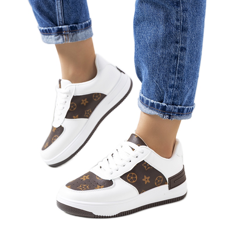 BM Ženske bijele i smeđe tenisice Djenna bijela smeđa žuta boja