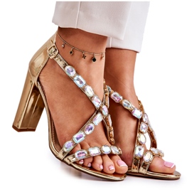 S.Barski Ženske sandale na petu Lu Boo Golden 8258-1 Vernee zlatni