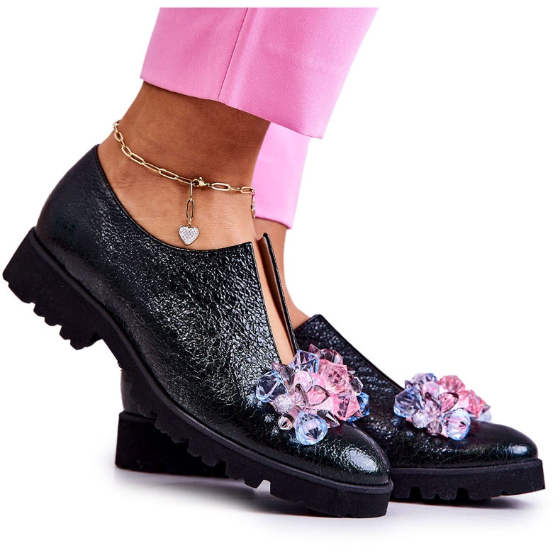 PA2 Elegantne kožne cipele s tamnozelenim ukrasom Cindy zelena