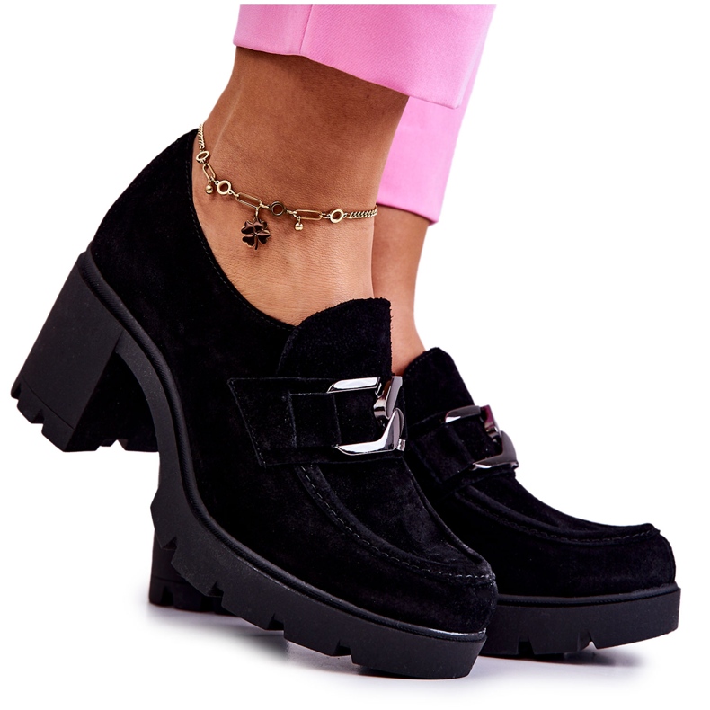 PL5 Elegantne cipele na stupu s tamnim Black Harmell ukrasom crno