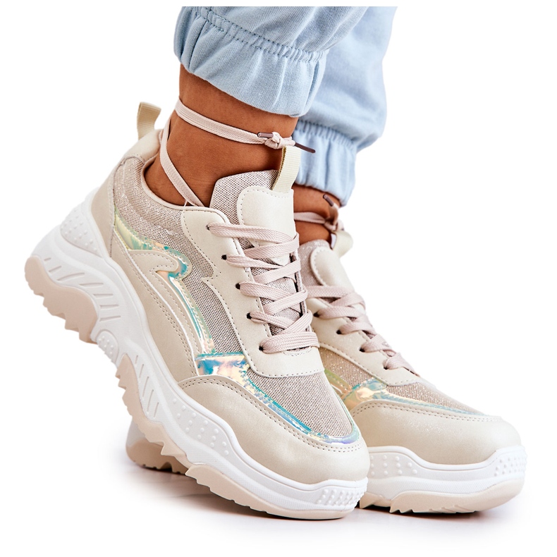 PG1 Ženske bež sjajne tenisice Callisto