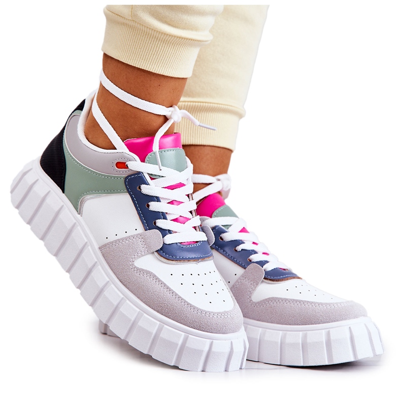 PS1 Ženske sportske kožne cipele, bijelo-siva firentinska bijela zelena