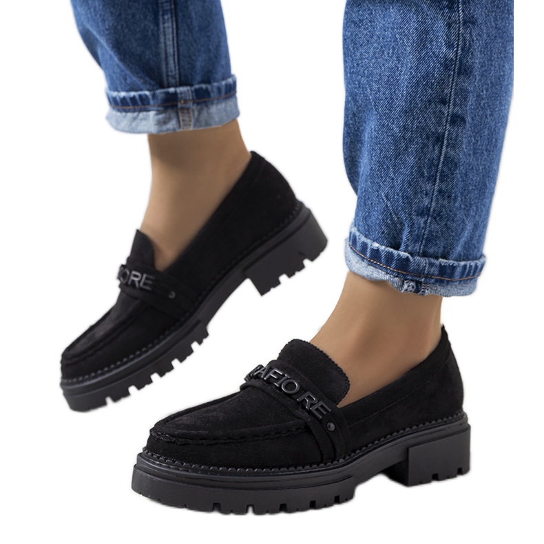 Crne mokasine na traktorskom potplatu iz Gosensa crno