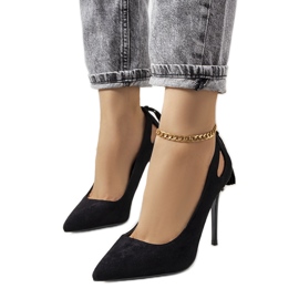 Crne visoke potpetice s ukrasnim Anthe izrezima crna