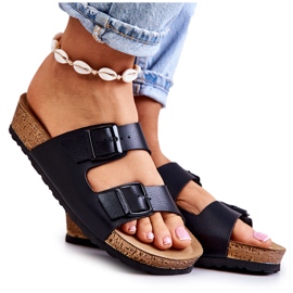 Ženske papuče s kopčom Inblu NM000028 crne crna