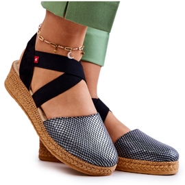 Modne ženske espadrile Big Star JJ276035 crne crna srebro