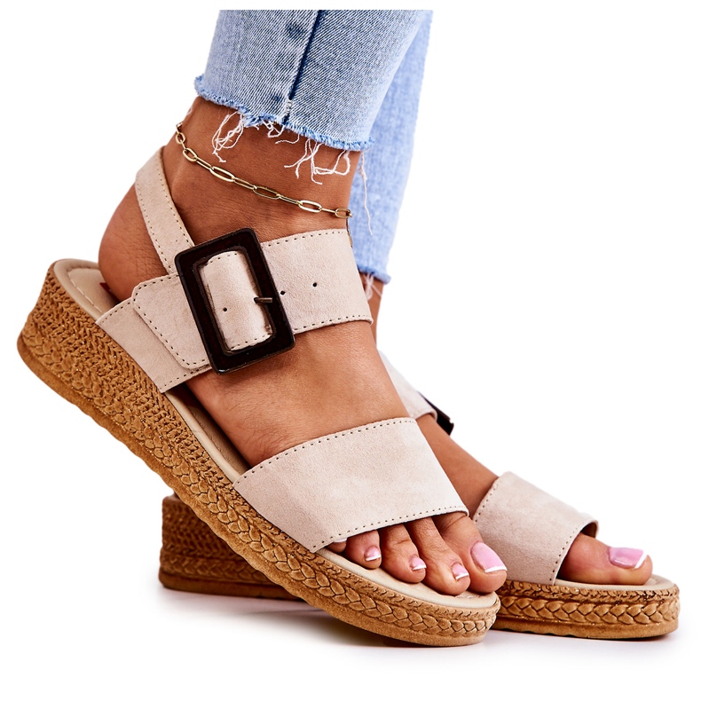 Ženske sandale od antilopa Big Star JJ276032 Bež