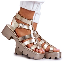 PS1 Kožne sandale s trakama Zlatni minorit