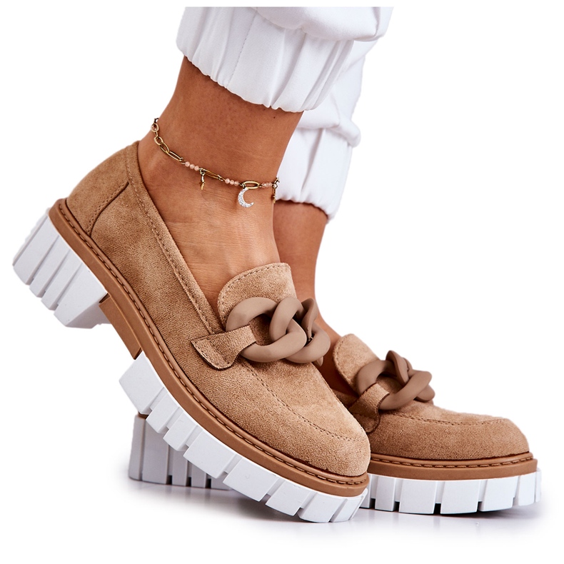 PS1 Suede mokasinke s tamnobež ukrasom Talisa