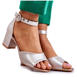 Kožne sandale na visoku petu Vinceza 22-20100 Zlatne zlatni