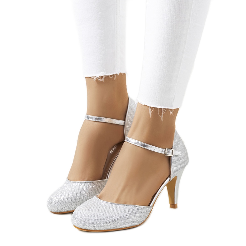 Srebrne sjajne Rosetown pumpe srebro