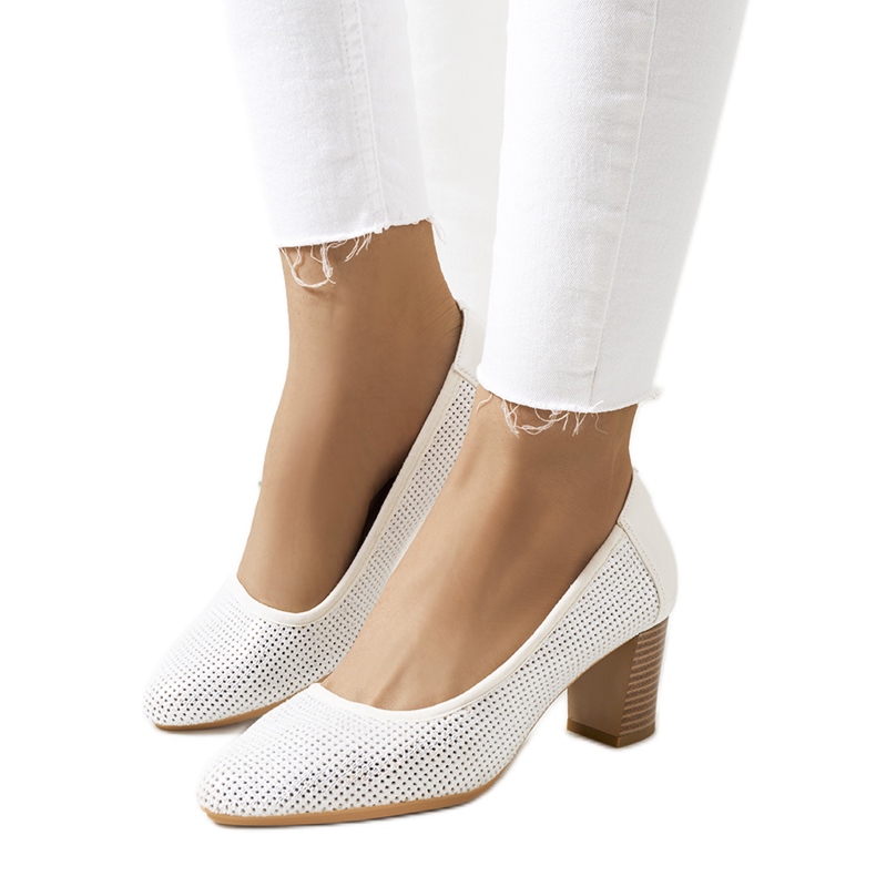 Pelders bijele ažurne pumpice bijela srebro