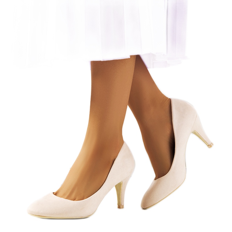 Bež pumpice na maron štiklu