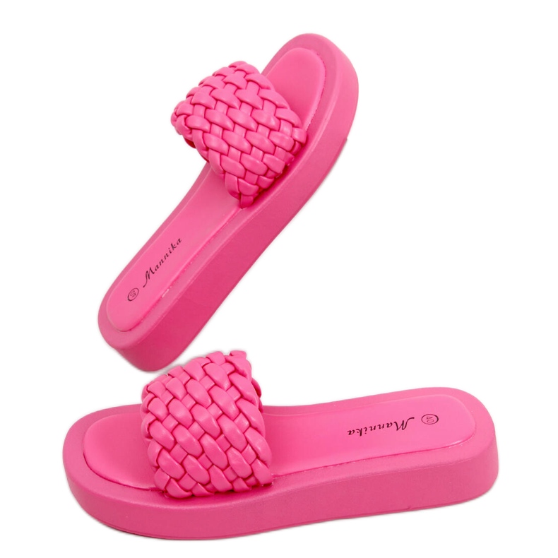 Sandale na visoku petu s pletenim Elida Fushia prugama ružičasta