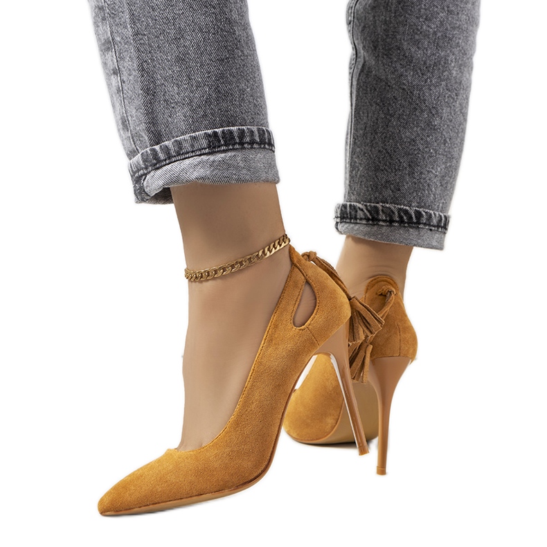 Smeđe štikle s ukrasnim Anthe izrezima smeđa