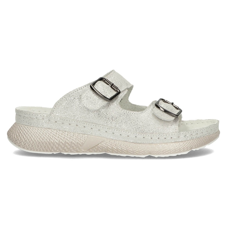 Kožne papuče Filippo DK3516 / 22 Si srebrne srebro