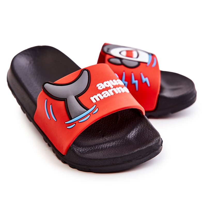 Lagane dječje crvene i crne Sharky papuče crno crvena