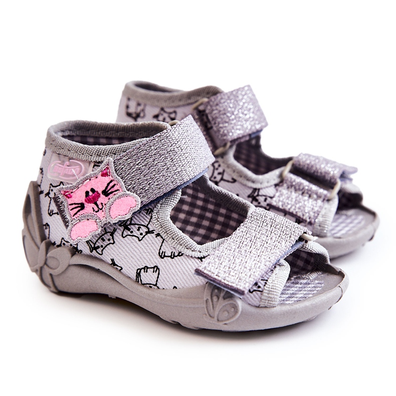 BEFADO S.A. Sandale Papuče Befado Velcro Cats 242P102 Siva