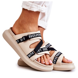 Modne ženske kožne papuče La.Fi Bež Menifis crna