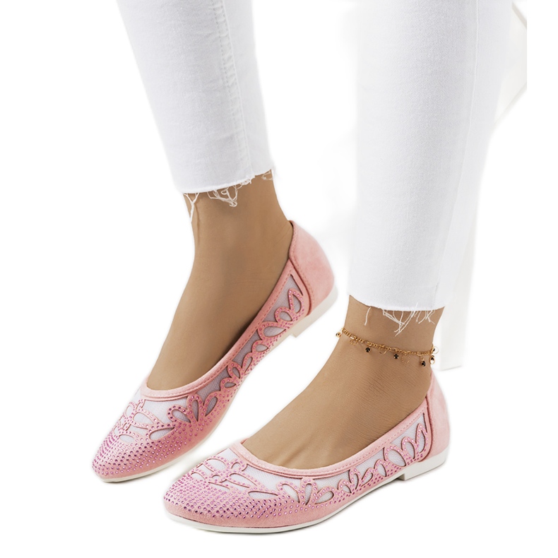 Ružičaste balerinke s otvorenim Charla ukrasima ružičasta