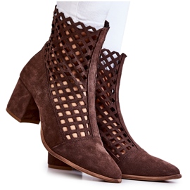 Antilop ažurne čizme na štikle Nicole 2638 Tamno smeđe smeđa