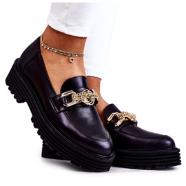 Ženske broge cipele Zlatna kožna dekoracija Laura Messi 2383 crna