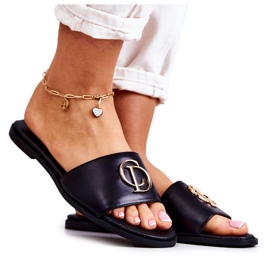 Kožne ženske papuče Nicole 2735 crne crna