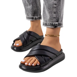 Crne papuče na platformi Allport crna