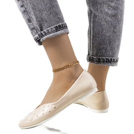 Zlatne balerinke svilenog izreza zlatni