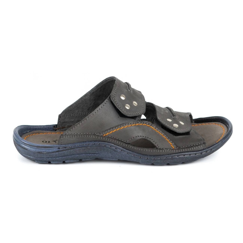 Olivier Muške kožne papuče 335GT sive siva