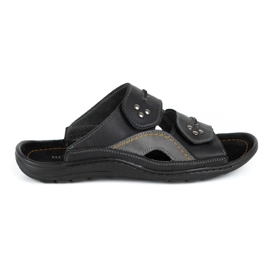 Olivier Muške kožne papuče 335GT crne crna