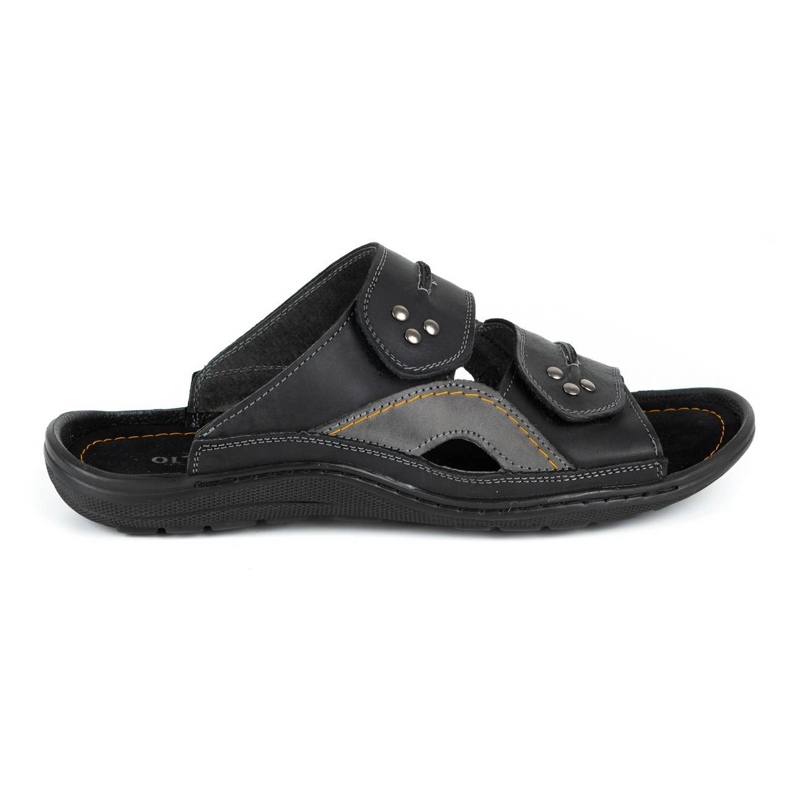 Olivier Muške kožne papuče 335GT crne crno